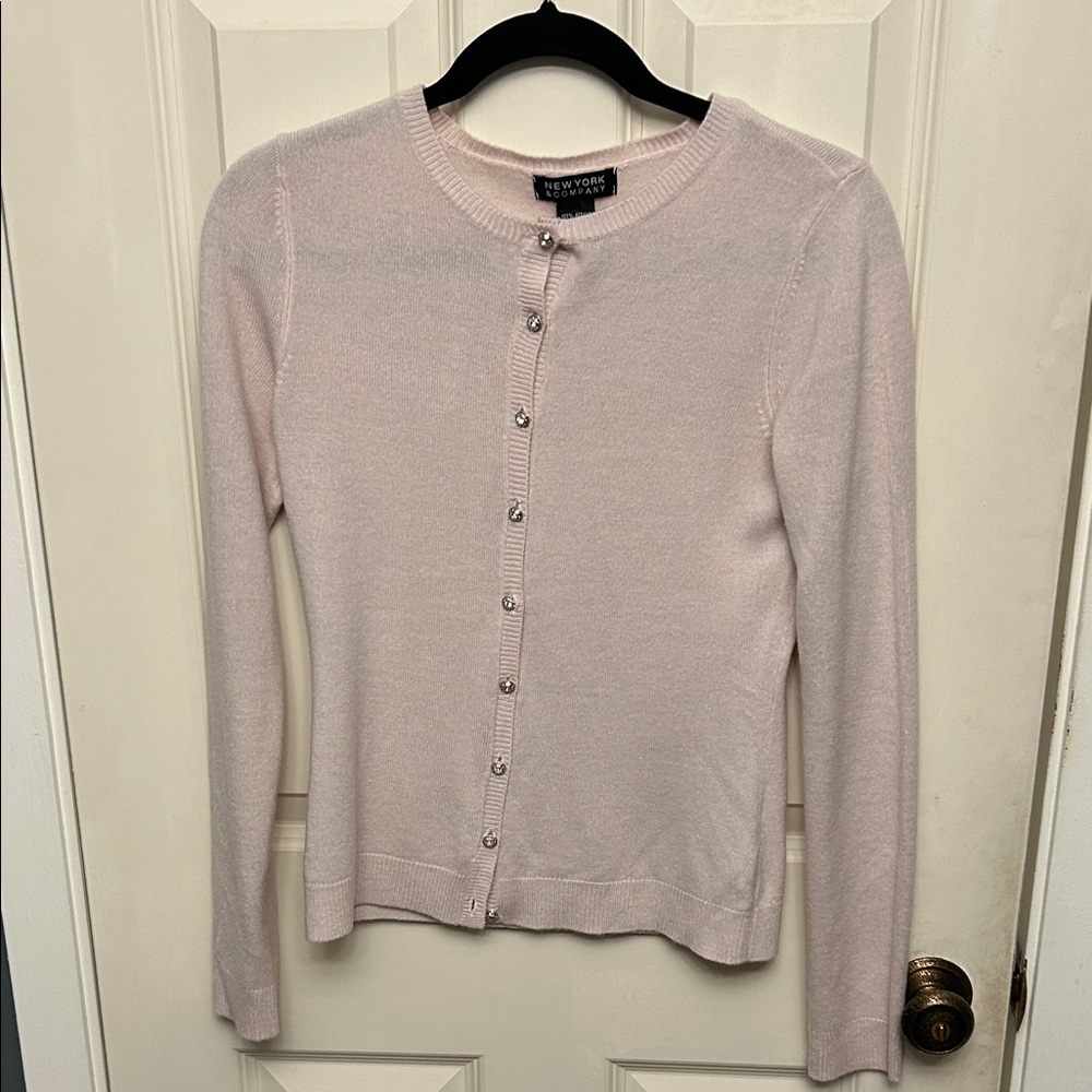 New York & Company Light Pink Button-Up Sweater